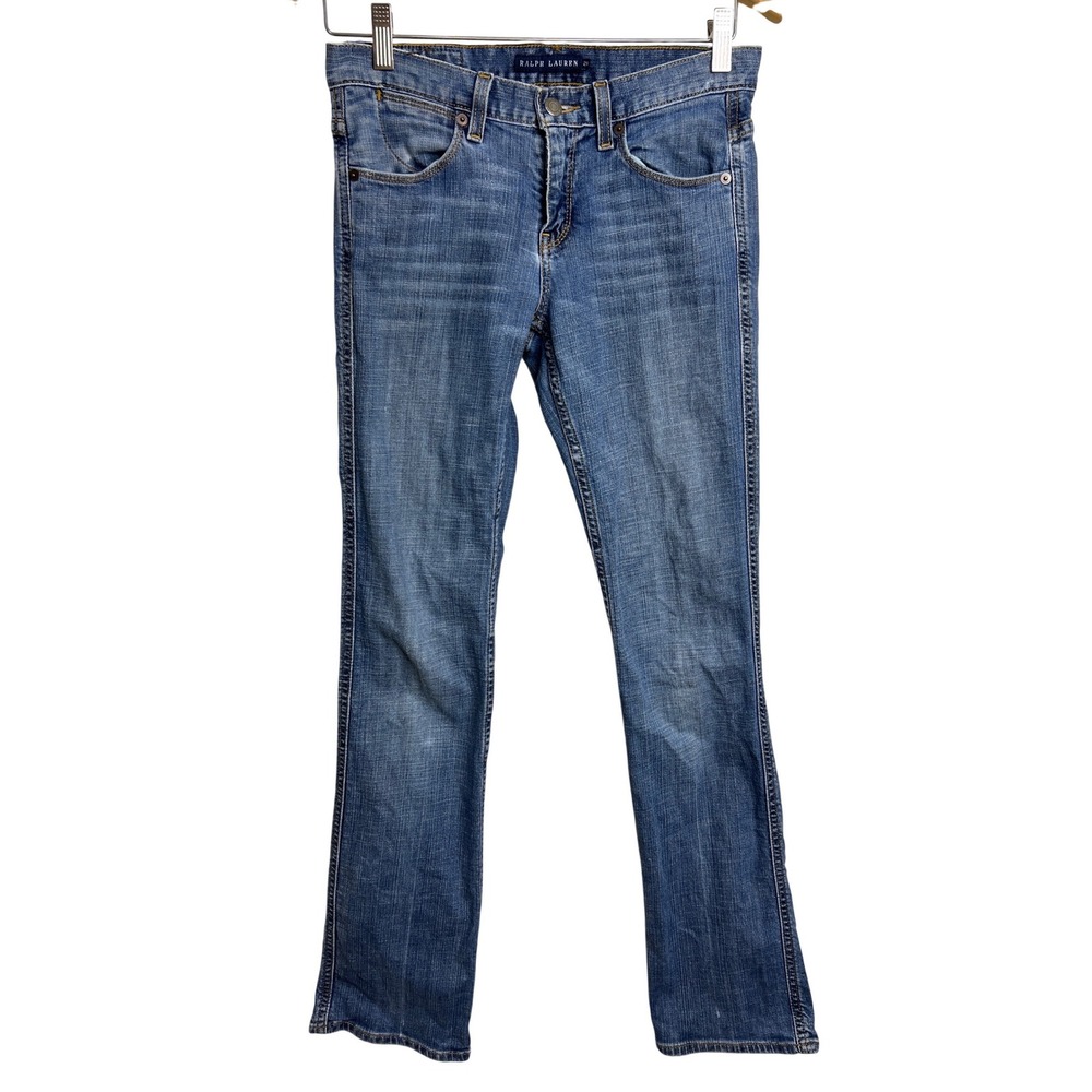Ralph Lauren Women's Bootcut Jeans Size 28 Blue Stretch Denim‎ Embroidered A48